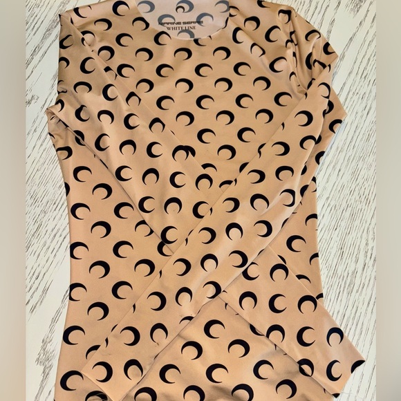 MARINE SERRE - Authentic Tan Moon Printed Second Skin Top - Picture 3 of 4